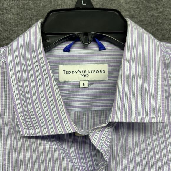 Teddy Stratford Shirt Mens Large Plaid Button Up Zip Fit Sz 5 Casual 100% Cotton - Picture 2 of 7